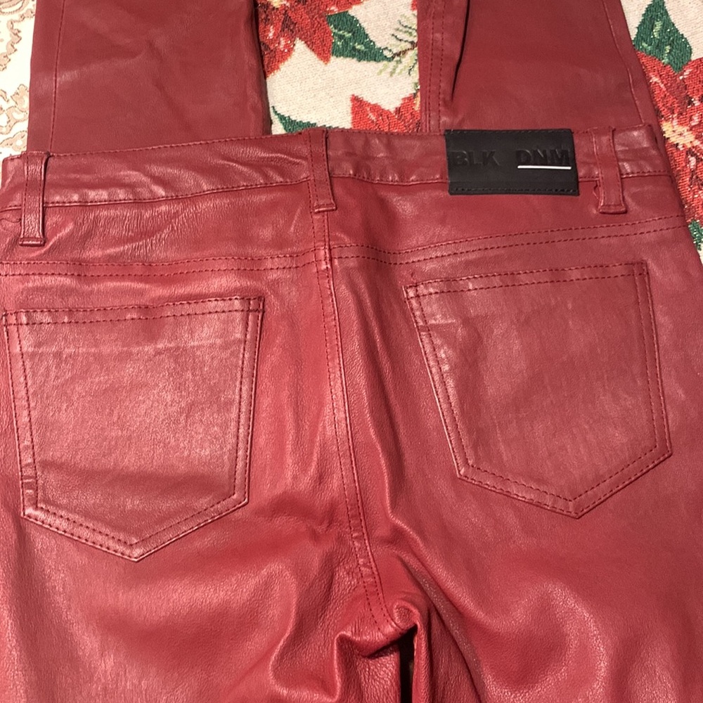 BLK DNM Burgundy Red Leather Skinny Pants sz 28 - Picture 4 of 11
